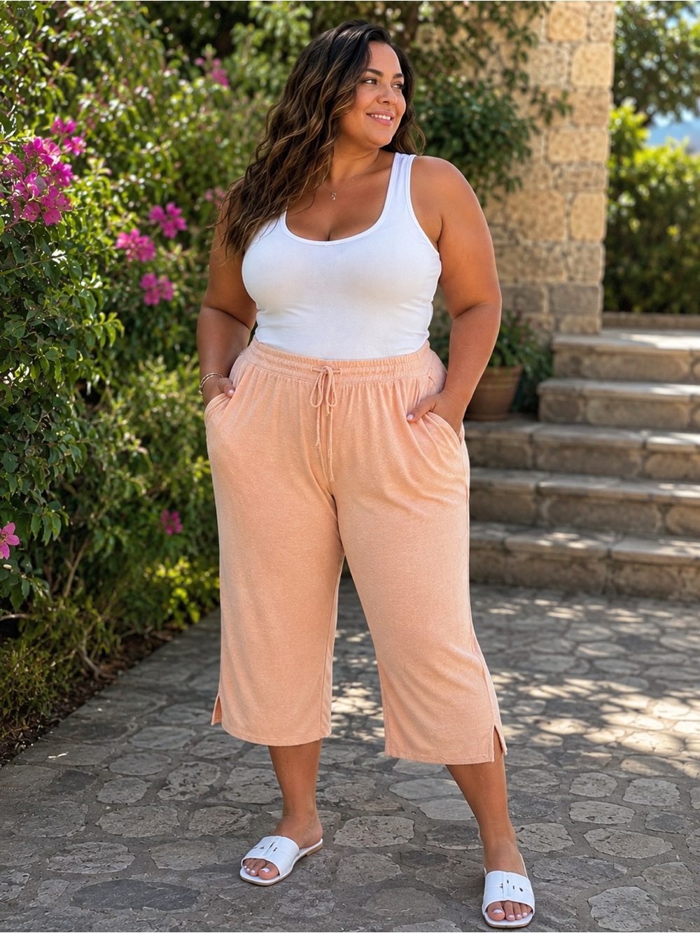 Sonoma Peach Knit Drawstring Capri Pants